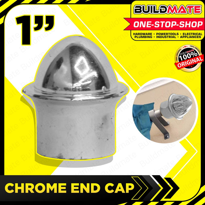 Window Door Chrome Curtain Rod End Cap 1" Inch | 1/2" Inch | 3/4" Inch [SOLD PER PIECE] •BUILDMATE•