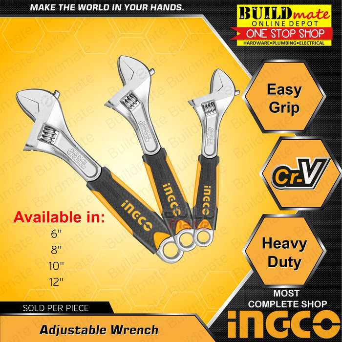 INGCO Adjustable Wrench Cr-V 6" |  8" | 10" | 12" SOLD PER PIECE •BUILDMATE• IHT