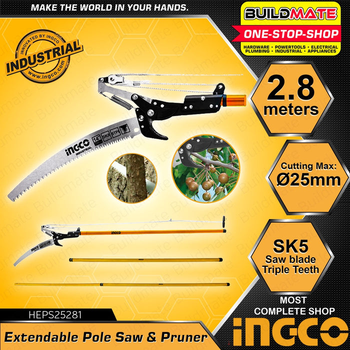 INGCO Extendable Tree Pruner Pole Saw Branch Cutter Trimmer Garden Plant HEPS25281 •BUILDMATE• IHT