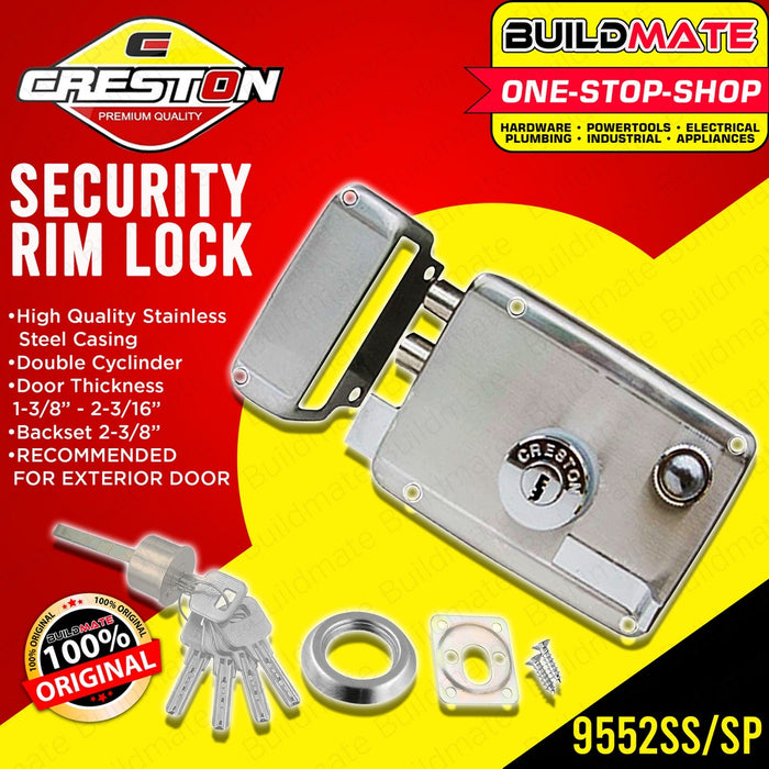 CRESTON Heavy Duty Security Rim Lock 9552 SS/SP •BUILDMATE•
