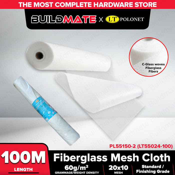 Buildmate x Pololock Fiberglass Mesh Cloth 50m/100m 60gsm Reinforcement Mesh for Wall Plastering Waterproofing PL55150