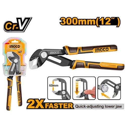 Buildmate x INGCO 12in Quick-Open Pump Pliers 300mm Water Pump Pliers 60mm Jaw Capacity Cr-V Steel HPP38308 IHT