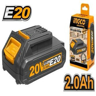 Buildmate x INGCO E20 20V 2.0Ah Lithium-Ion Battery Pack with LED Power Indicator for E20 Cordless Tools FBLIE2001 IHT