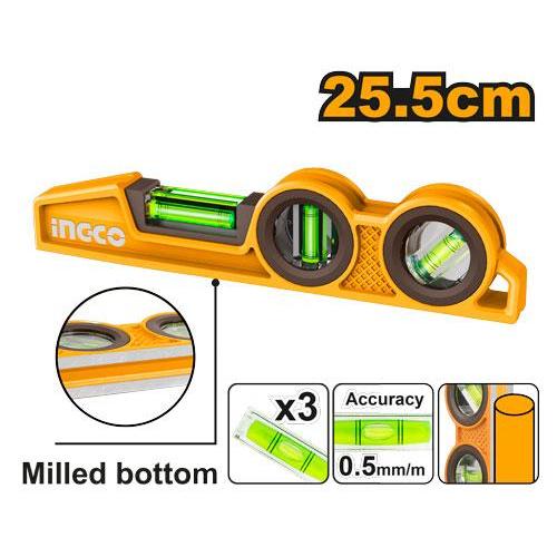 Buildmate x INGCO Heavy Duty Mason's Level 255mm Cast Aluminum Spirit Level with 3 Vials HBSL98030 IHT
