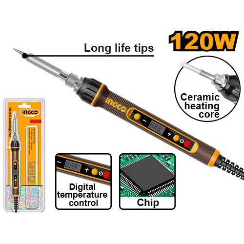 Buildmate x INGCO Electric Soldering Iron 120W Digital Temperature Control Fast Heating Ceramic Heater SI01610 IHT