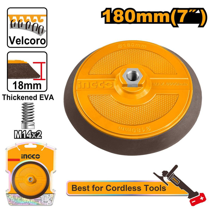 Buildmate x INGCO 180mm Polishing Pad with Flange M14 Velcro Backing Pad for Polisher Wool Bonnet Sanding Disc APP18051 IHT