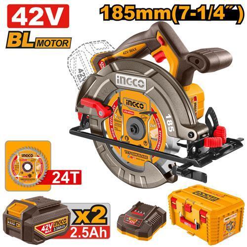 Buildmate x INGCO 42V Brushless Cordless Circular Saw 24T 185MM 7-1/4in Electric Wood Cutter CSLI4218512 IPT