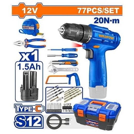 Buildmate WADFOW Cordless Drill 77 Pcs Tools Set