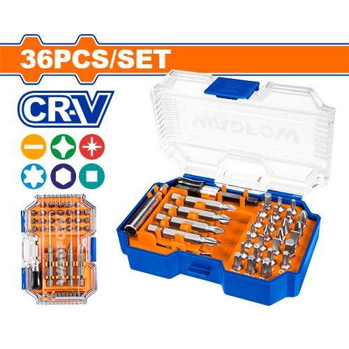 Buildmate x WADFOW 36pcs Screwdriver Bit Set 25mm/50mm Magnetic Drill Bits WBS3B36 WHT