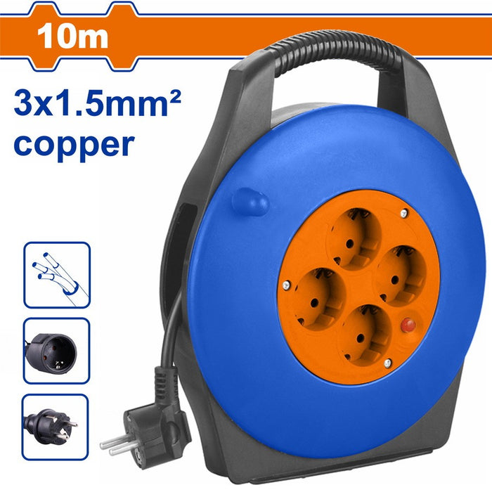 Buildmate x WADFOW 10M Extension Reel 4 Socket Power Cord w/ Overload Protection WEJ8375 WHT