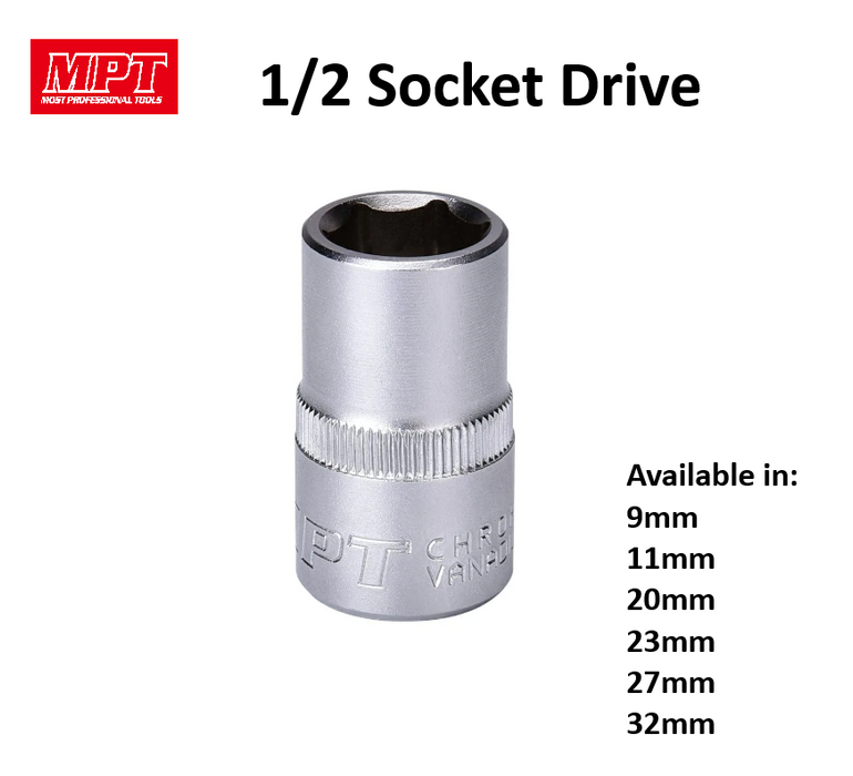 MPT 1/2" Socket Drive 9mm - 32mm ACC • MOST PROFESSIONAL TOOLS •