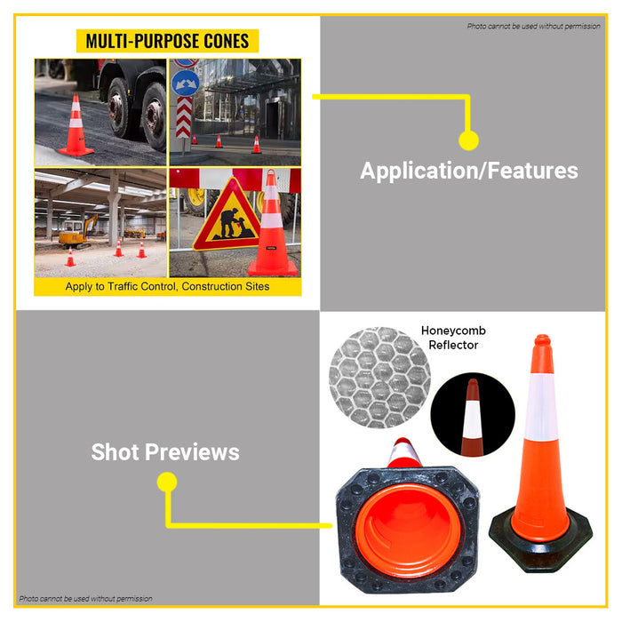 BUILDMATE Creston 4PCS Reflectorized Traffic Cone 750mm Barricades Warning Road Block Sign Safety Cone FE-8875