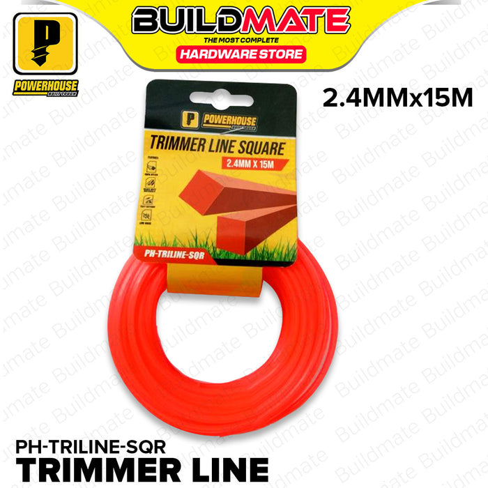 BUILDMATE Hoyoma / Powerhouse Nylon String Trimmer Line Square / Round 2.4MMx15M / 3MMx15M Weed Wacker Eater for Grass Trimmer&nbsp;