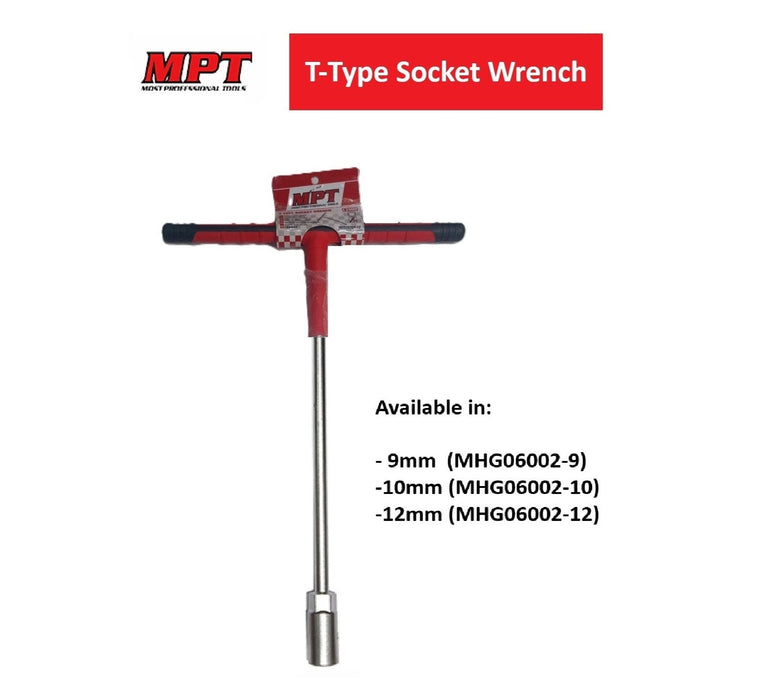 MPT 9mm - 12mm T-Type Socket Wrench HT •MOST PROFESSIONAL TOOLS •