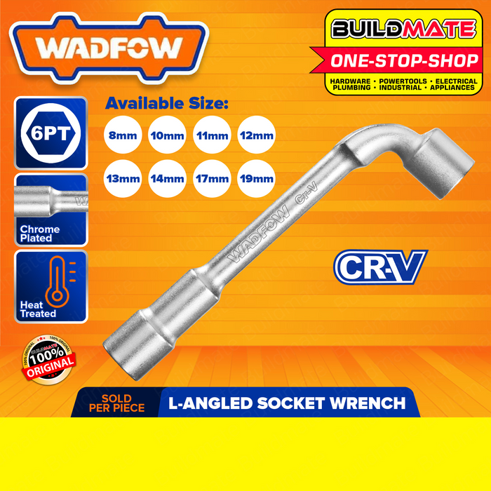 WADFOW L-Angled Socket Wrench 8mm To 19mm Hand Tools Chrome-Plated SOLD PER PIECE •BUILDMATE• WHT