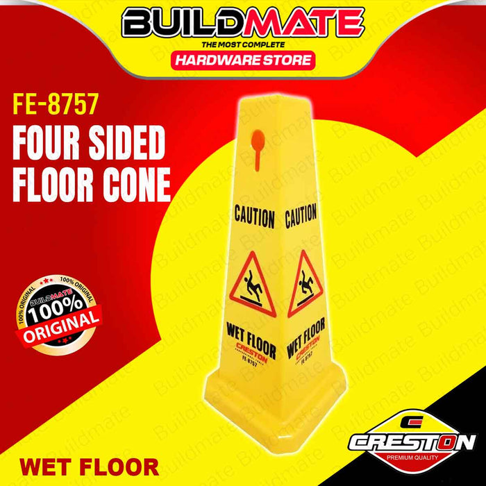 BUILDMATE Creston Four Sided Floor Sign Cone No Entry / Wet Floor Warning Caution Signage Safety Cone FE-8753 / FE-8757