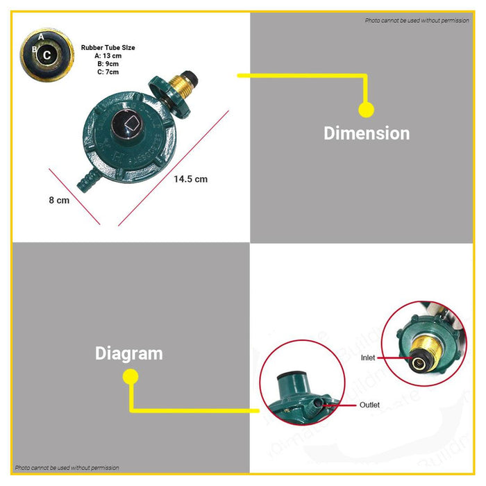 BUILDMATE Westlake LPG Gas Regulator with Gauge and Explosion Proof SOLD PER PIECE  BA1005 BA1007