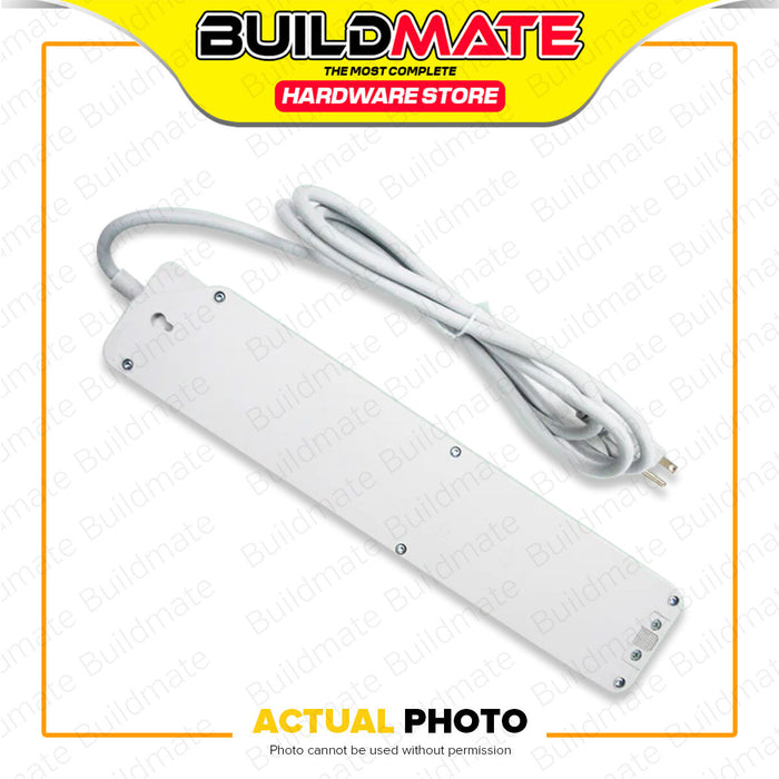 BUILDMATE Omni Extension Cord Set with Individual Switch 10A 250V 6 Gang Universal Outlet Power Strip WED-360-PK