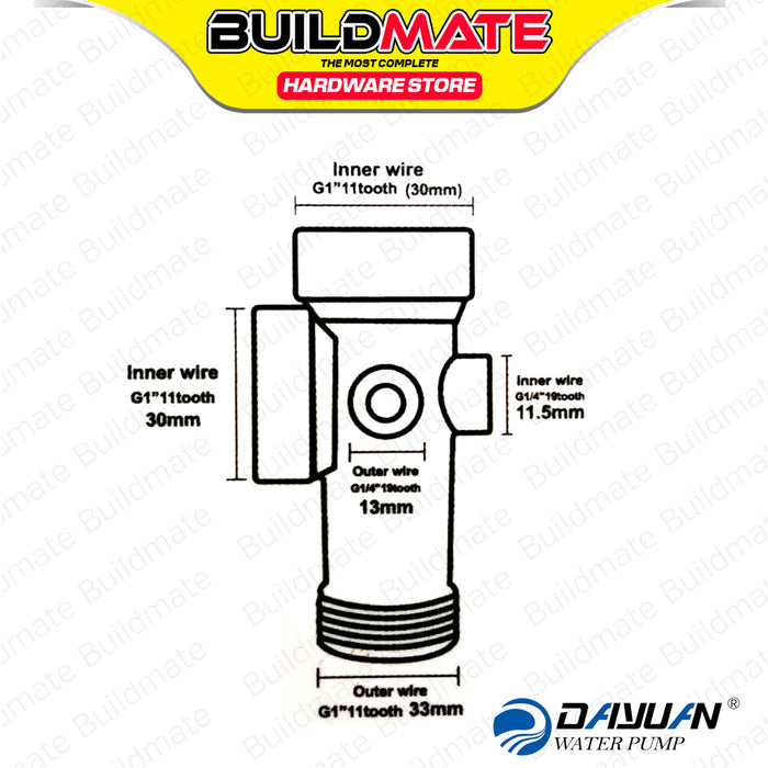 BUILDMATE Benelli / Dayuan Five (5) Way Water Tank Pump Plumbing Connector Adaptor Copper Cross Pipe Fitting  DY-CFW5