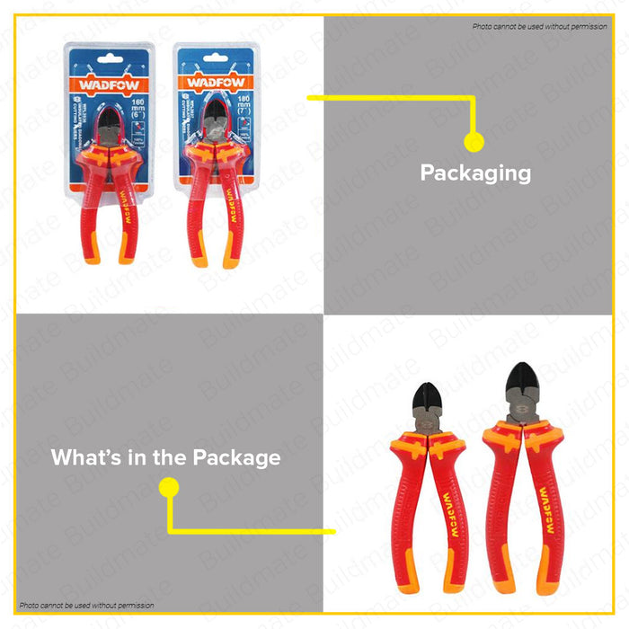 BUILDMATE Wadfow Insulated Diagonal Cutting Pliers 6" / 7" Inch Electrical Cutting Cable Wire Electricians Side Cutter SOLD PER PIECE - WHT