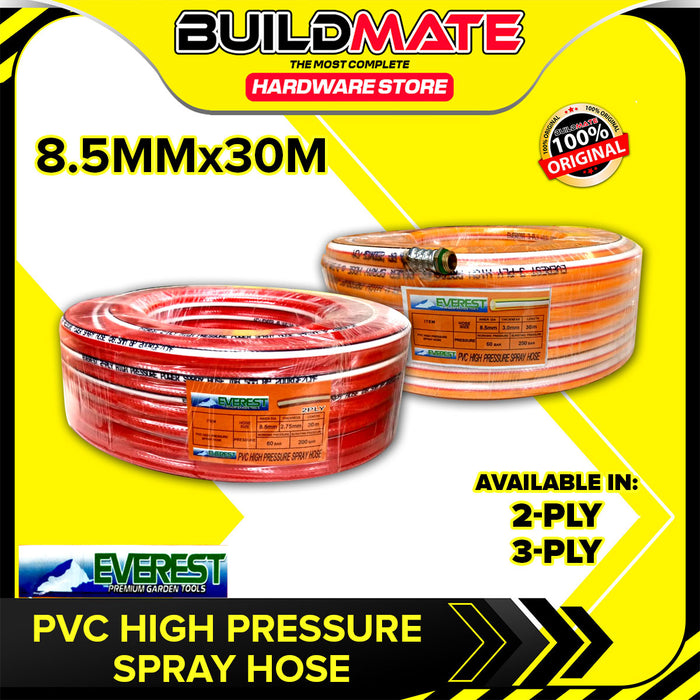 BUILDMATE Everest PVC High Pressure Spray Hose 8.5mmx30m 2-Ply / 3-Ply Flexible Power Sprayer Water Garden Pressure Washer Hose