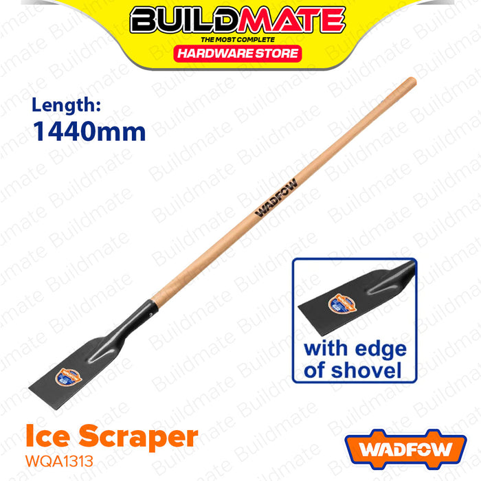 BUILDMATE Wadfow Ice Scraper with Wooden Handle 1440mm Carbon Steel Side Walk Scraper Long Handle WQA1313 - WHT