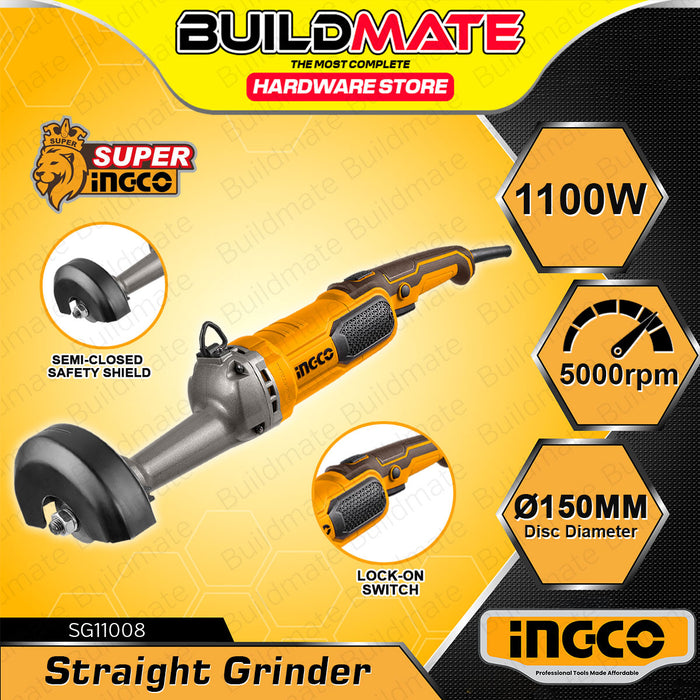 BUILDMATE Ingco Straight Grinder 1100W Metalworking Electric Grinding Rotary Polishing Power Tool SG11008 - IPT
