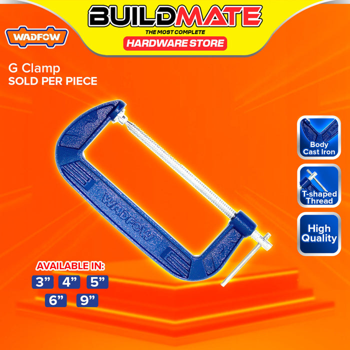 BUILDMATE Wadfow G Clamp 3" - 8" Jaw Opening Heavy Duty Cast Iron Clamping Tool with Sliding T-Shaped Thread for Woodworking Metalworking & Welding SOLD PER PIECE - WHT