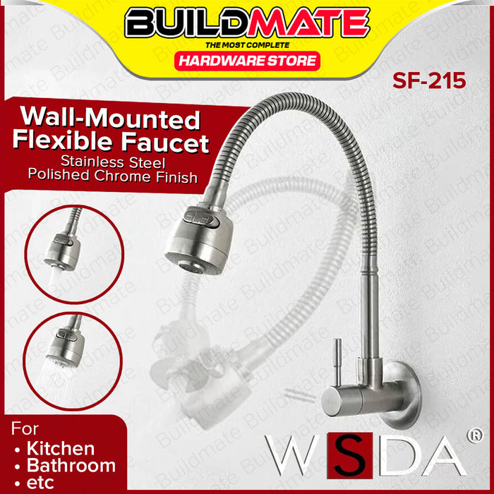 BUILDMATE Wesda Wall Mounted Flexible Kitchen Faucet Stainless Steel SUS304 Bathroom Sink Household Single Cold Water Tap SF-215