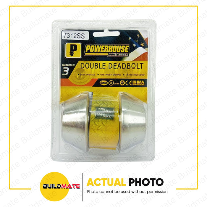 POWERHOUSE PRO SERIES Double Deadbolt PH7312SSDD Satin Finish US32D •BUILDMATE• PHDH
