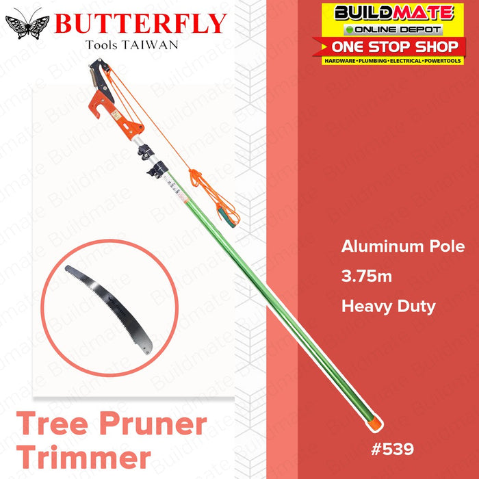 BUTTERFLY Taiwan Tree Pruner Trimmer Branch Cutter Saw w/ Aluminum Long Pole 3.75M #539 •BUILDMATE•