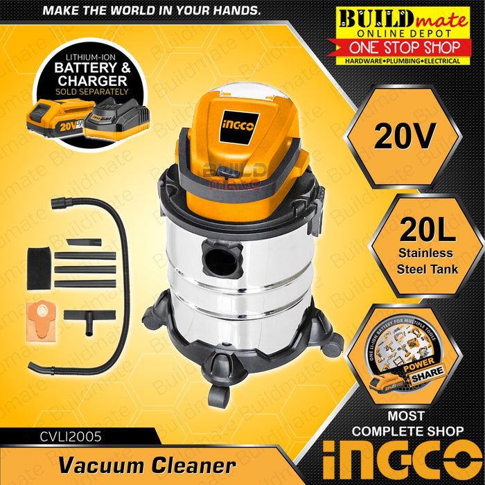 INGCO Cordless Vacuum Cleaner 20V CVLI2005 POWERSHARE +FREE TAPEMEASURE & GLOVES •BUILDMATE• IPT
