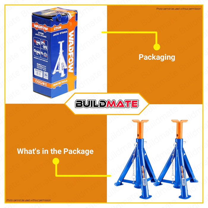 BUILDMATE Wadfow 2 Tons Jack Stand Single Locking Support Jack Adjustable Stand Lifting Machine WHJ3502 - WHT