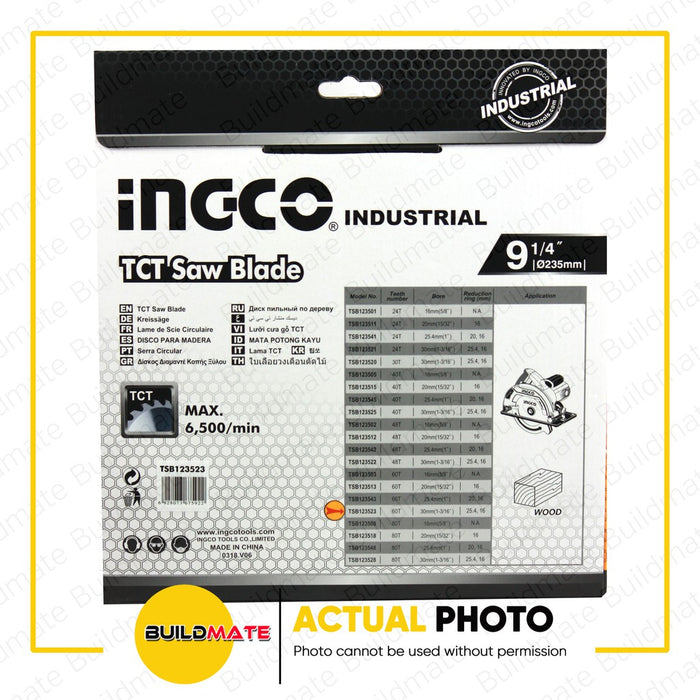 INGCO TCT Saw Blade for Wood 9-1/4" 60T for Circular Saw TSB123523 •BUILDMATE• IHT