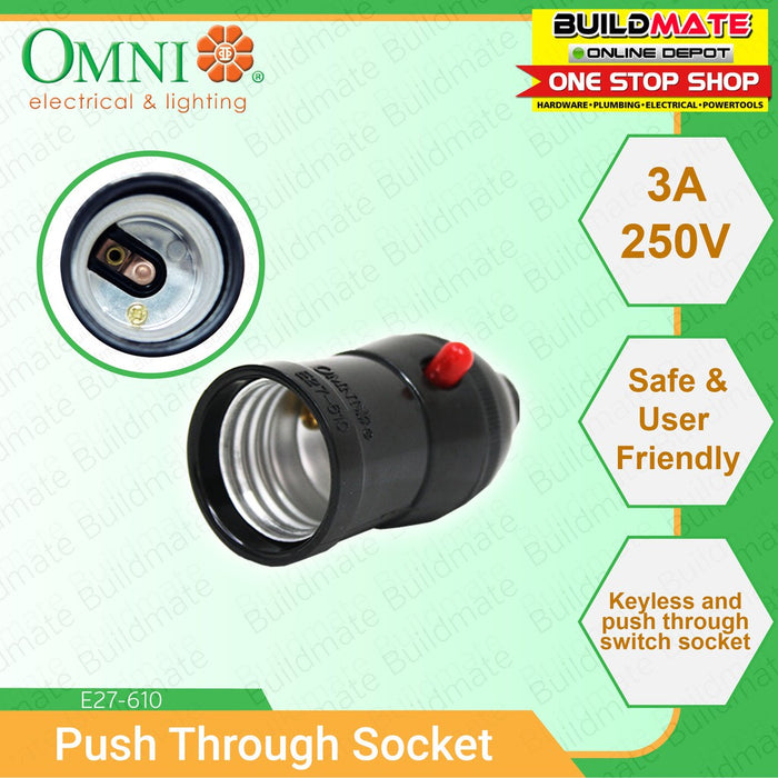 Push Trough Socket OMNI Push Through Socket 3A 250V E27610 •BUILDMATE• — Buildmate