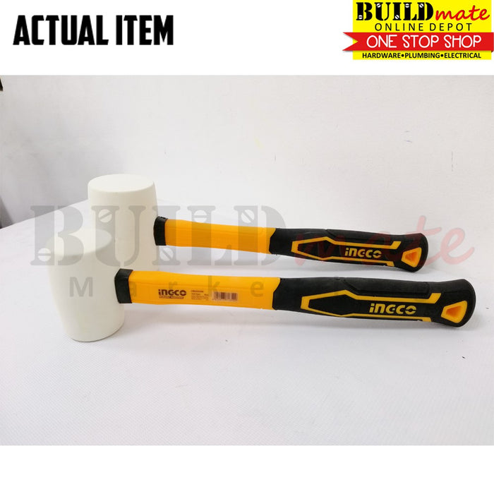 INGCO Rubber Mallet Hammer WHITE Fiberglass Handle  •BUILDMATE• IHT