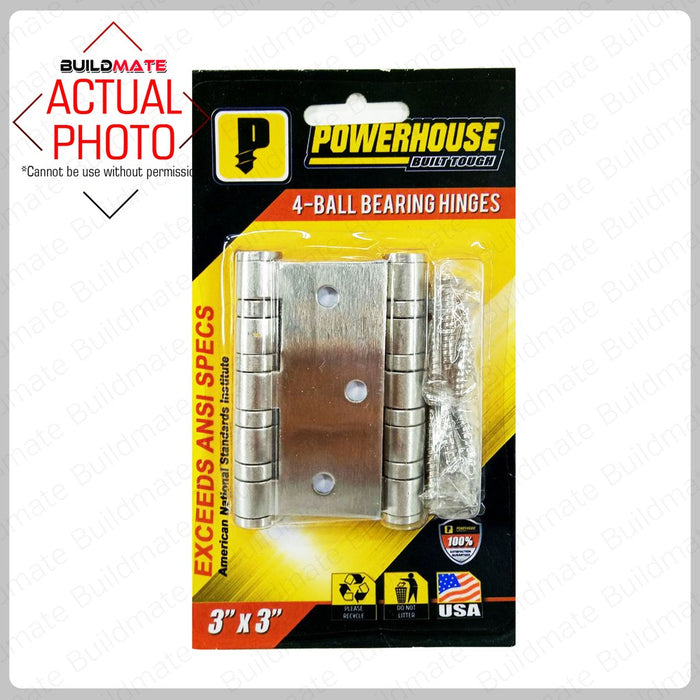 BUILDMATE Powerhouse 3x3" | 3.5x3.5" | 4x4" Inch Stainless Steel 4 Ball Bearing Hinges - PHDH