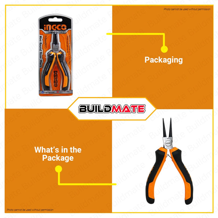 INGCO Mini Round Nose Pliers 4.5" 115mm HMNP08115 •BUILDMATE• HT2