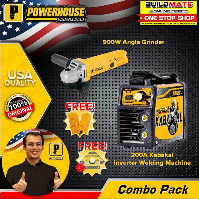 [KABAKAL COMBO] POWERHOUSE Welding Machine 200A + Angle Grinder AG900 + PH Gloves + FREE •BUILDMATE•  PHCPT