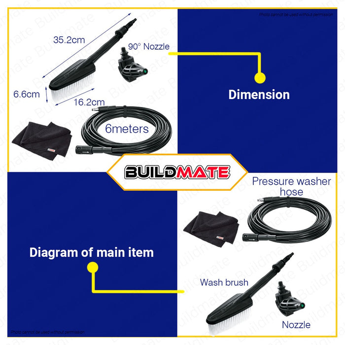 BOSCH Professional Car Wash Cleaning Set Nozzle Brush Hose Microfiber Cloth for Aquatak Pressure Washer Accessories F016800572 •BUILDMATE• AQT