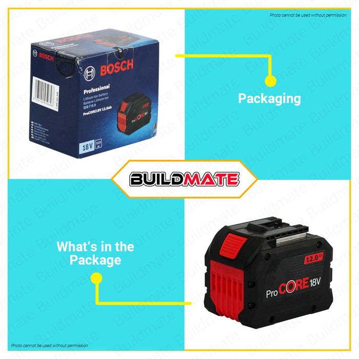 BOSCH Lithium Ion Li-Ion Battery Pack Procore 18V 12.0AH Solo 1600A0193R ORIGINAL•BUILDMATE• BLC