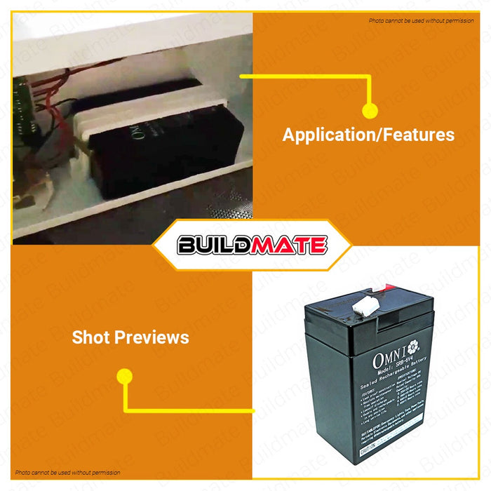 OMNI Sealed Lead Acid Battery 6V 4Ah Spare Battery SRB-6V4 •BUILDMATE•
