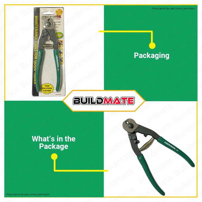 AMERIMAN Wire Rope Cutter Pliers Scissors 6.5" MP-625 •BUILDMATE•