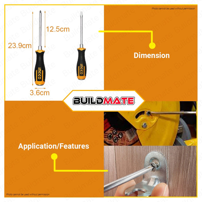 INGCO Slotted 6" Go-Through Screwdriver HGTS286150 | HSGT680208 •BUILDMATE• IHT