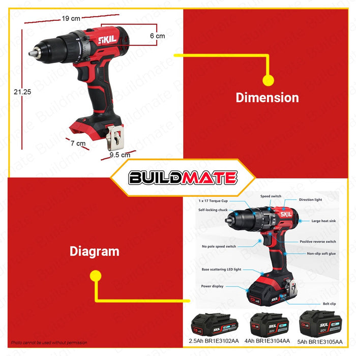 SKIL Cordless Drill /Driver 20V DD1E3010CA BARE UNIT ONLY •BUILDMATE•