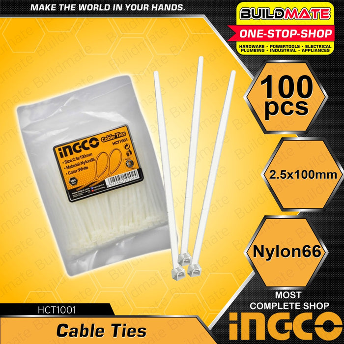 INGCO 4" 100mm Nylon Cable Tie 2.5 100 PCS HCT1001 •BUILDMATE• HT2