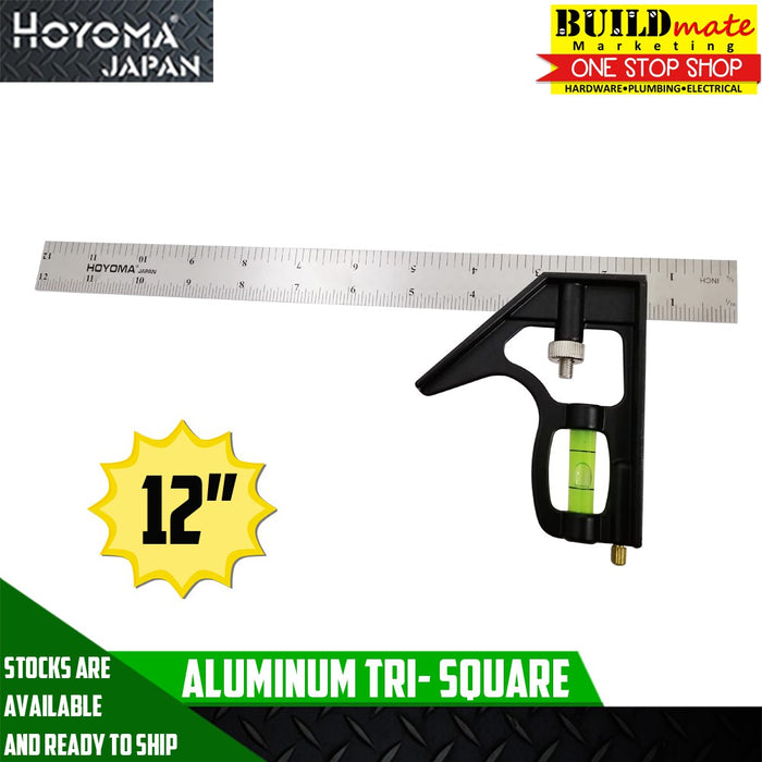 Hoyoma Aluminum Tri-Square with LEVEL 12"•BUILDMATE• HYMHT