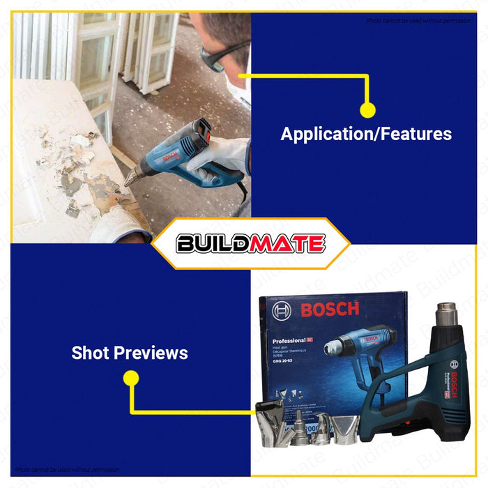 BOSCH Heavy Duty Hot Air Gun 2000W With Nozzle Heat Gun GHG 20-63 FE 06012A62K0 •BUILDMATE• BPT