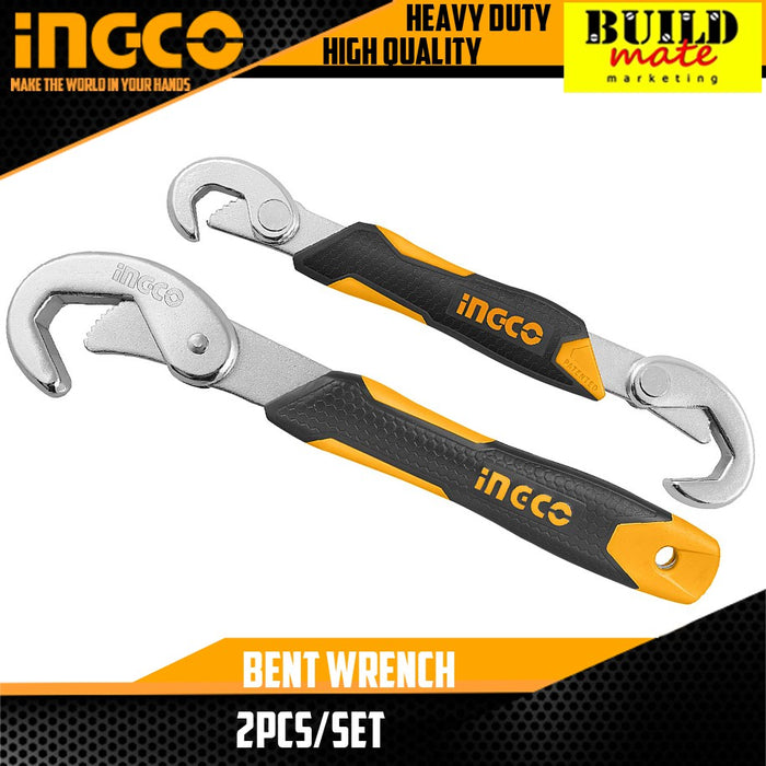 BUILDMATE Ingco 2PCS/SET Bent Wrench Single / Double Open End Wrench Spanner Repairing Hand Tool Set SOLD PER SET HBWS110808 / HBWS09328 - IHT