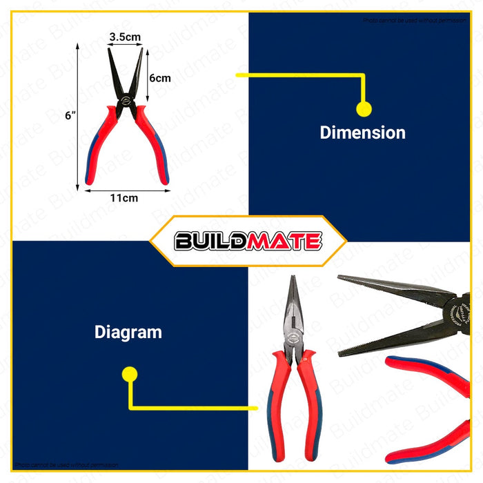 FUJIMA JAPAN Long Nose Plier 6" FT-LP604 •BUILDMATE•